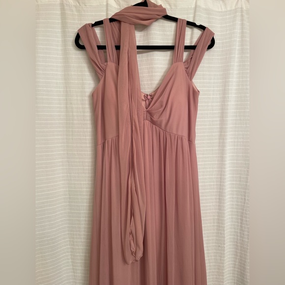 NEW Light Pink Chiffon Cold Shoulder Maternity Gown - Picture 6 of 7